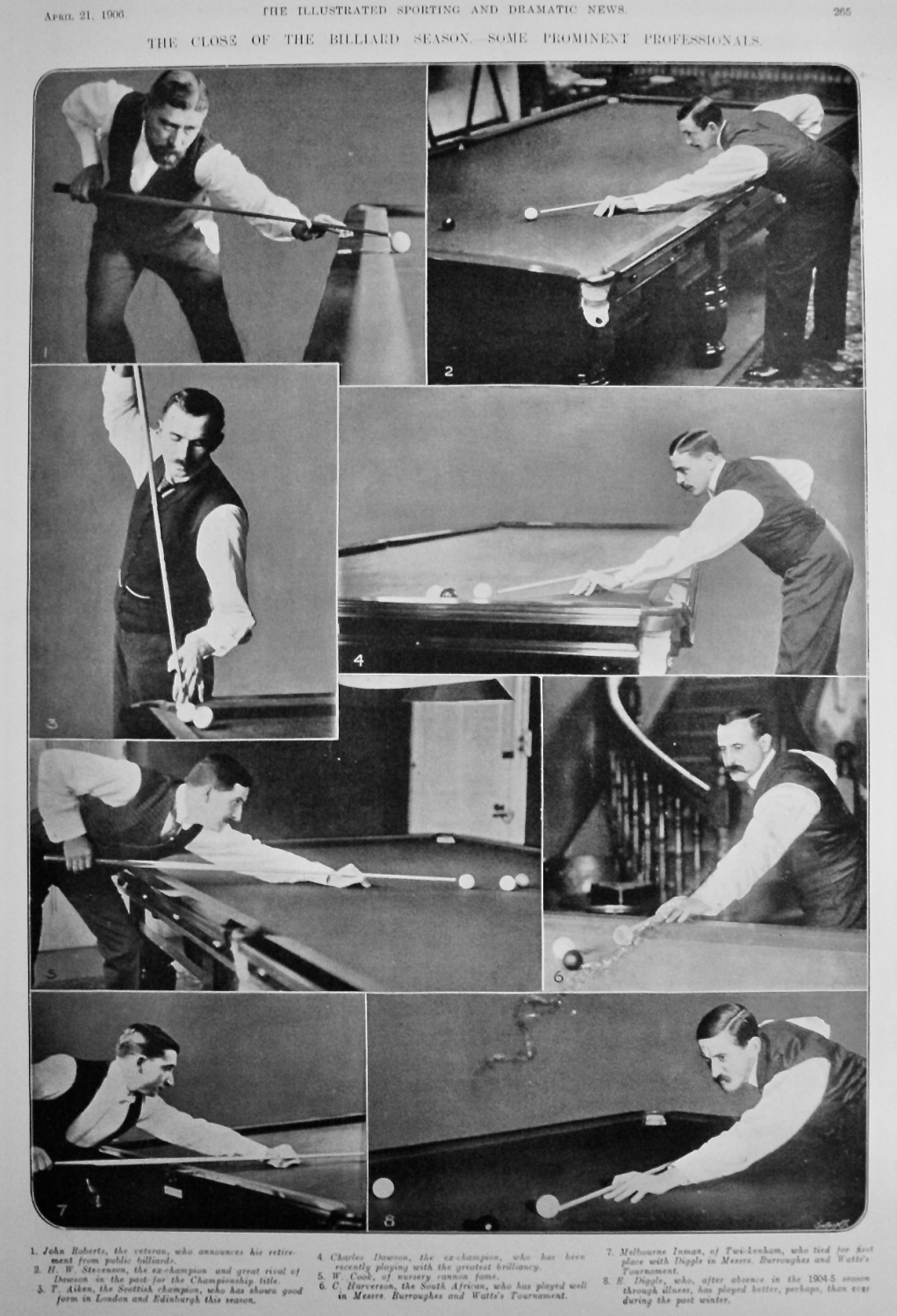 The Close of the Billiard Season.- Some Prominent Professionals.  1906.