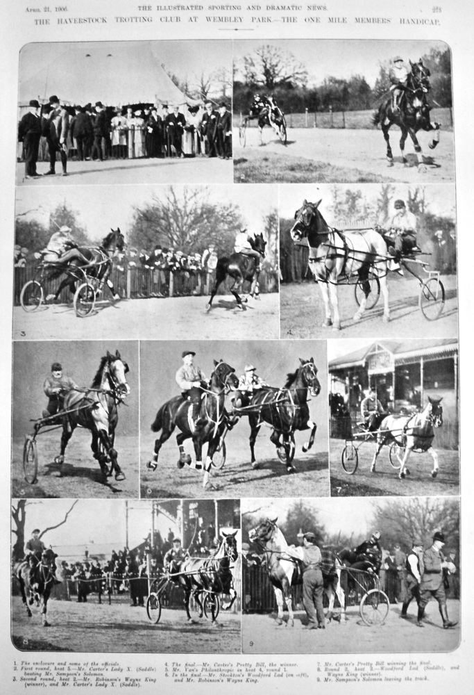 The Haverstock Trotting Club at Wembley Park.- The One Mile Members' Handicap.  1906.