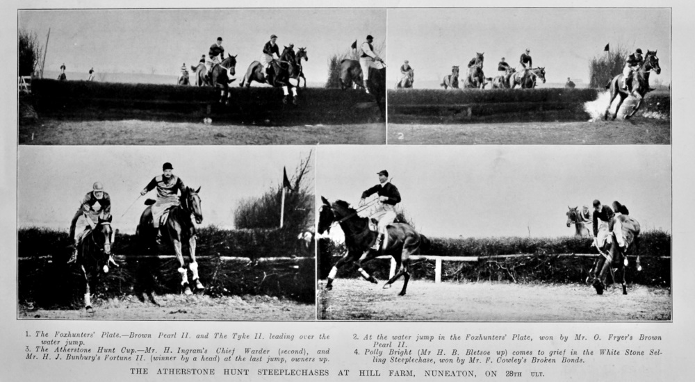 The Atherstone Hunt Steeplechases at Hill Farm, Nuneaton.  1906.