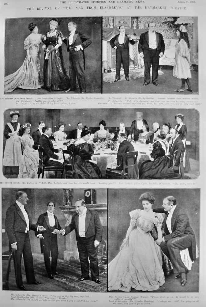 The Revival of "The Man from Blankley's," at the Haymarket Theatre.  1906.