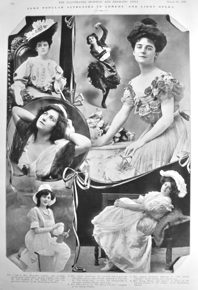 Some Popular Actresses in Comedy and Light Opera.  1906.