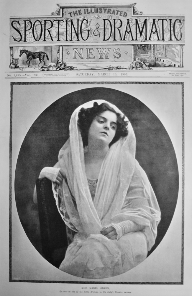 Miss Mabel Green, on tour as one of the Little Michus, in the Daly's Theatre success.  1906.