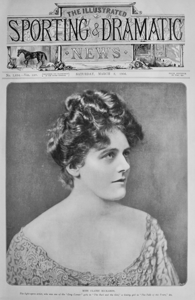 Miss Claire Rickards.  1906. (Actress).