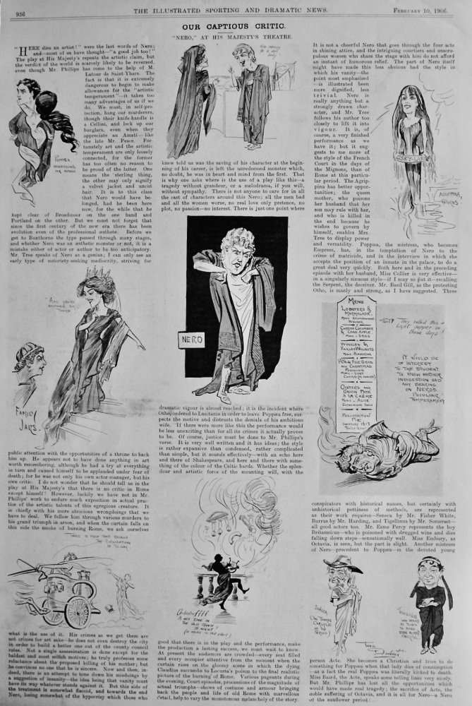 Our Captious Critic. February 10th, 1906. : "Nero," at His Majesty's Theatre.  
