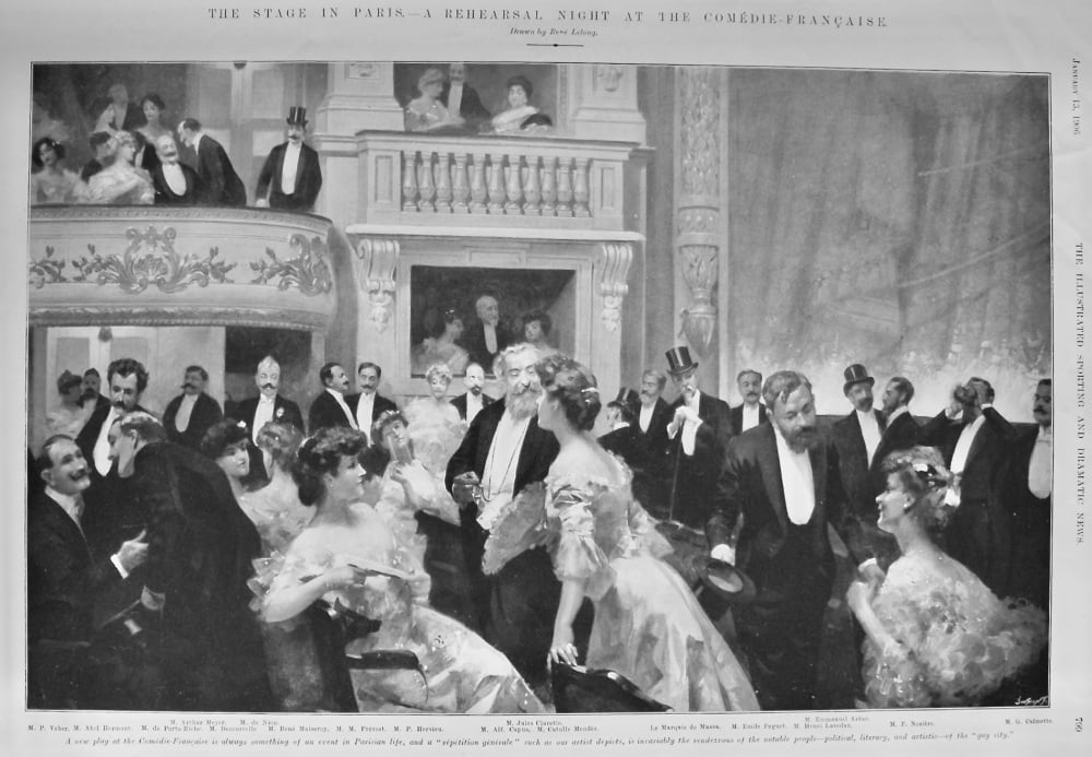 The Stage in Paris.- A Rehearsal Night at the Comedy Franchise.  1906.
