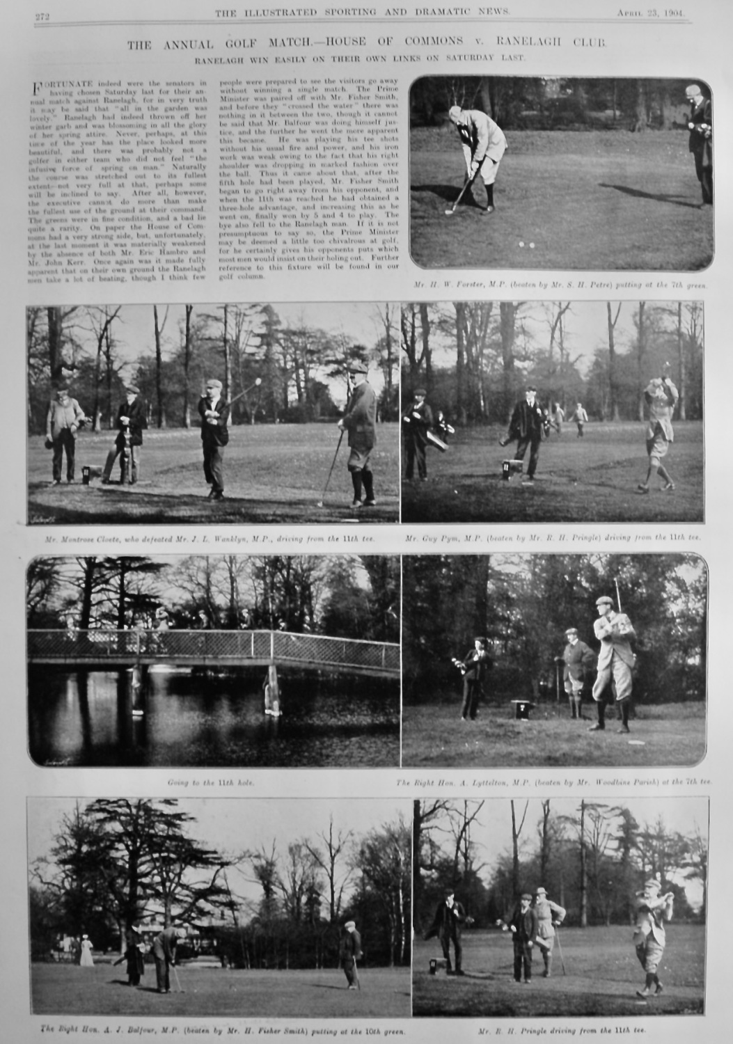The Annual Golf Match.- House of Commons  v.  Ranelagh Club.  1904.