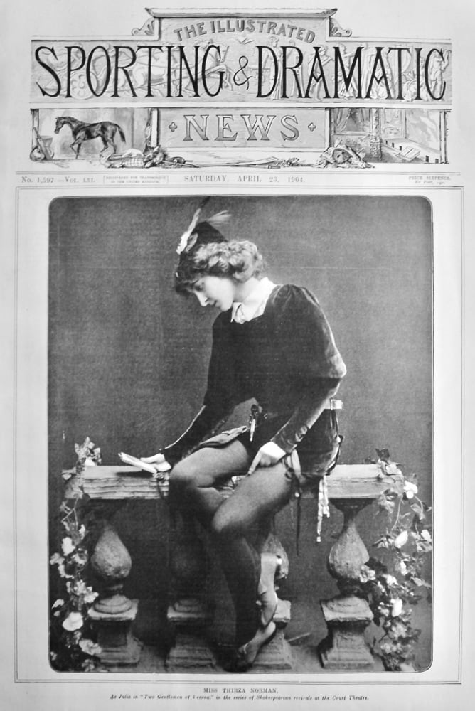 Miss Thirza Norman, as Julia in "Two Gentlemen of Verona," in the series of Shakespearean revivals at the Court Theatre.  1904.