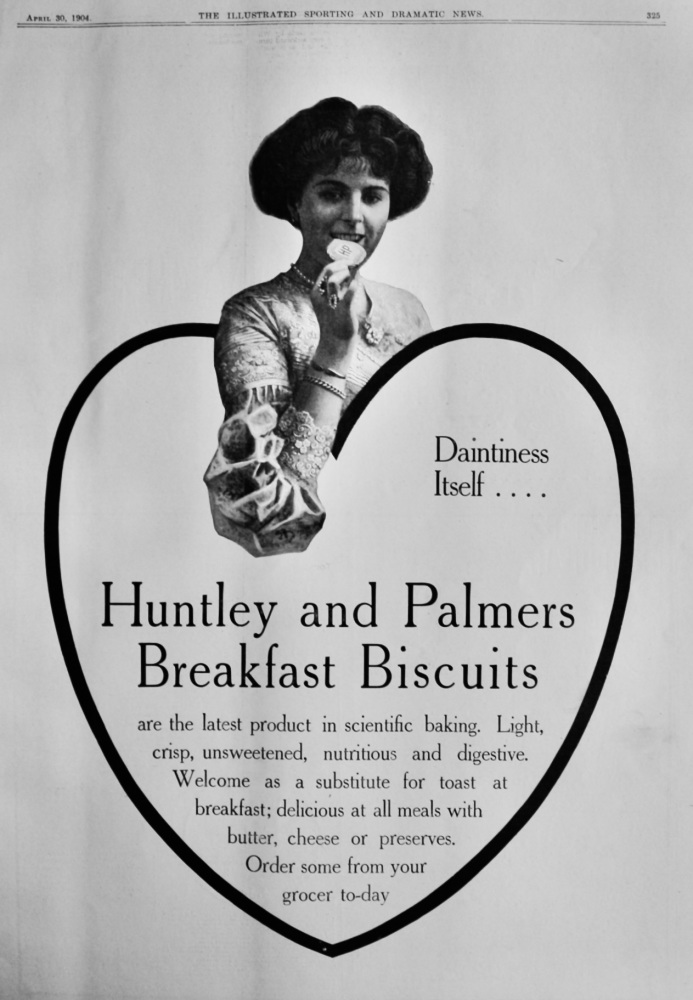 Huntley and Palmers Breakfast Biscuits.  1904.