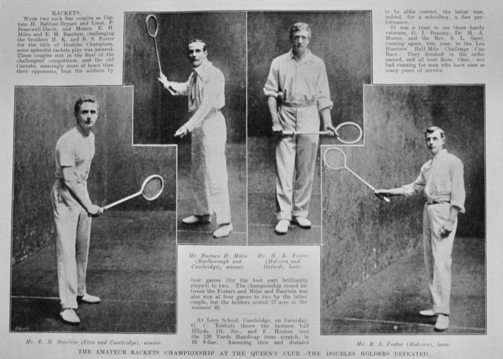The Amateur Rackets Championship at the Queen's Club.- The Doubles Holders Defeated.  1904.