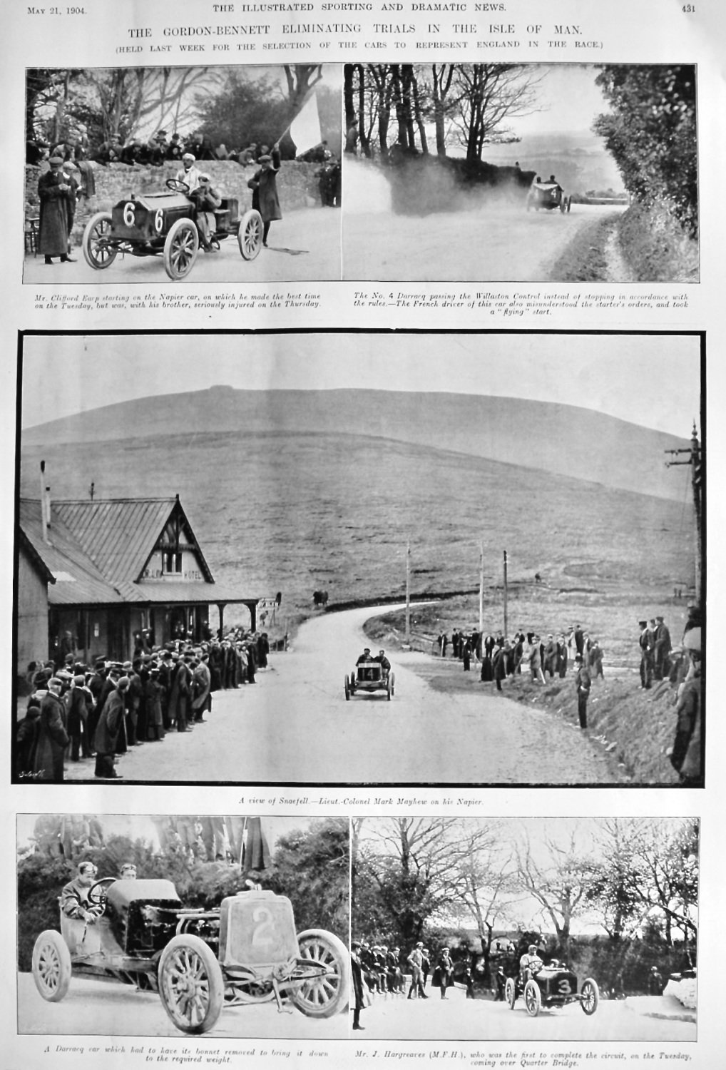 The Gordon-Bennett Eliminating Trials in the Isle of Man.  1904.