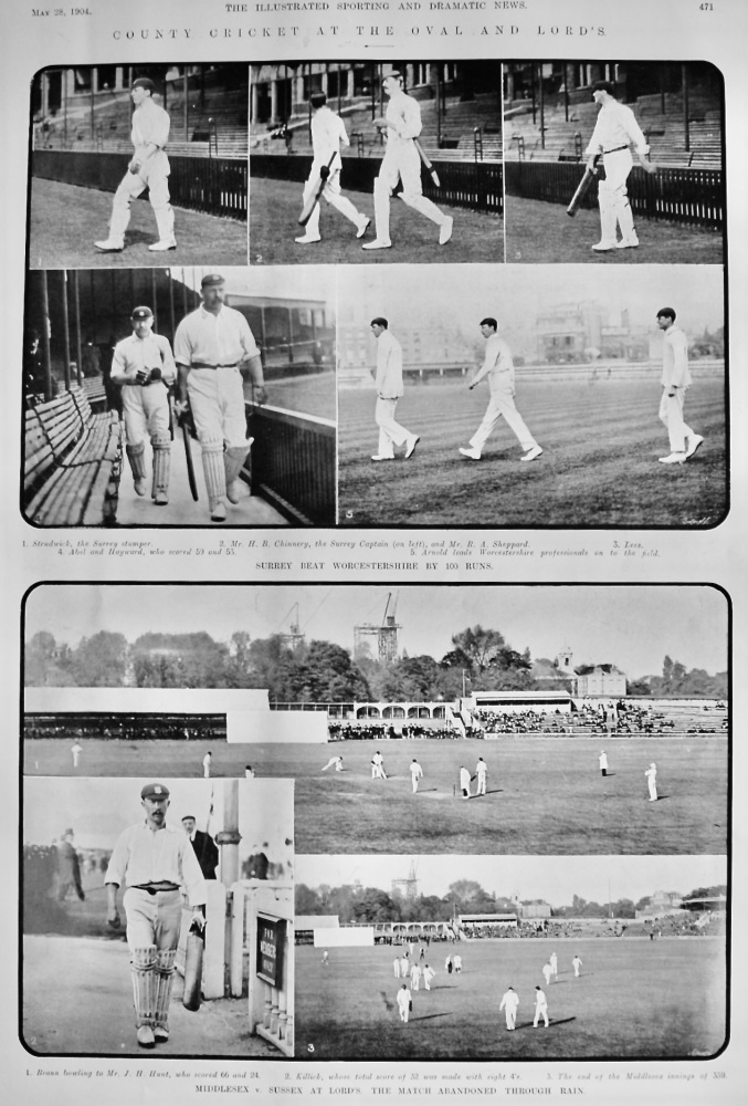 County Cricket at the Oval and Lord's.  1904.