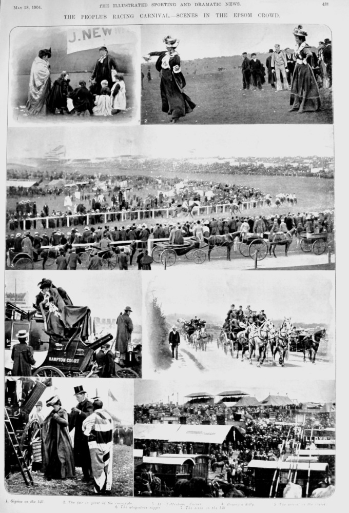 The People's Racing Carnival.- Scenes in the Epsom Crowd.  1904.
