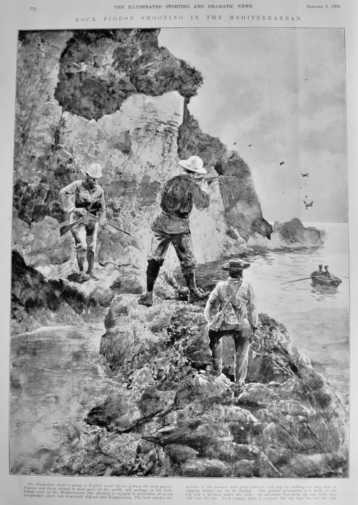 Rock Pigeon Shooting in the Mediterranean.  1904.