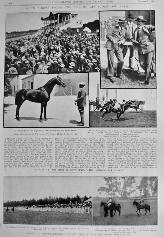 South African Racing.- The Turf in Cape Colony and Natal.  1904.