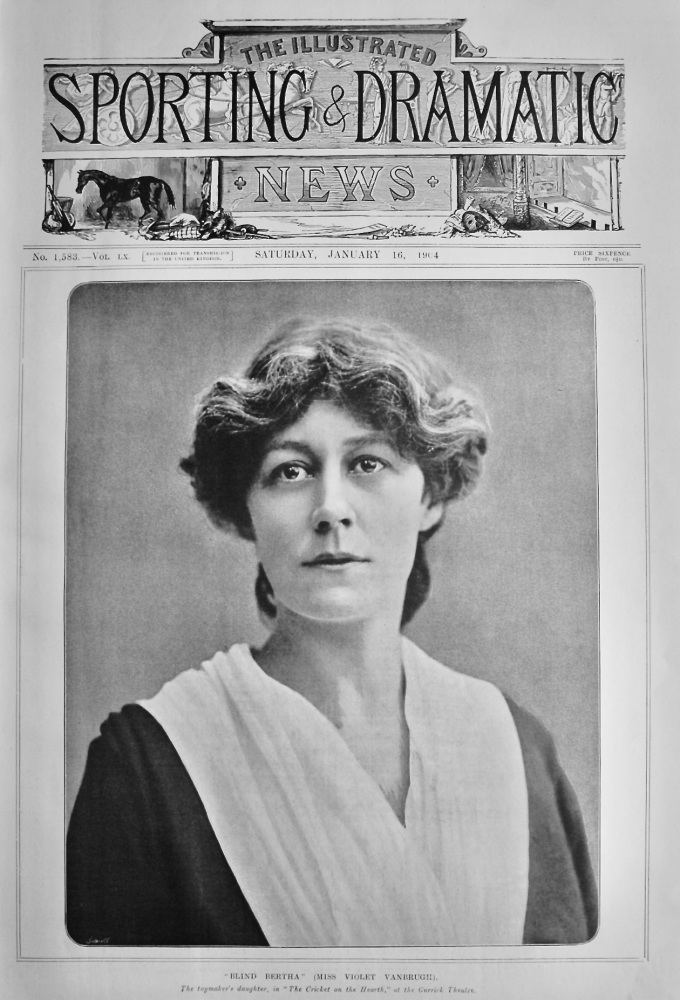"Blind Bertha" (Miss Violet Vanbrugh), the toymaker's daughter, in "The Cricket of the Hearth," at the Garrick Theatre.  1904.