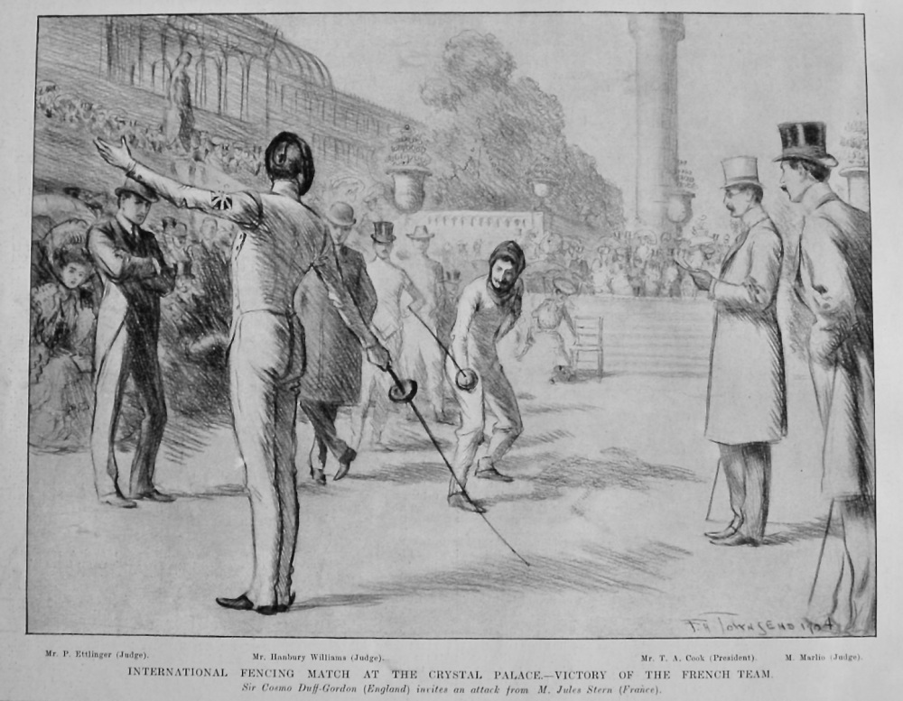 International Fencing Match at the Crystal Palace.- Victory of the French Team.  1904.