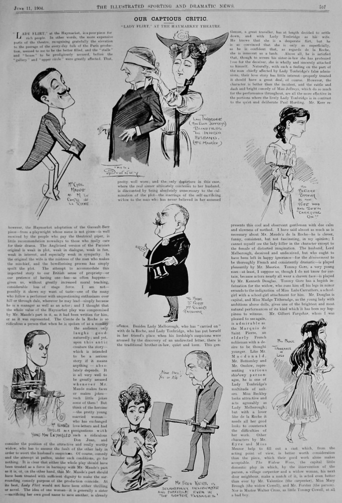 Our Captious Critic. June 11th, 1904. : "Lady Flirt," at the Haymarket Theatre.  