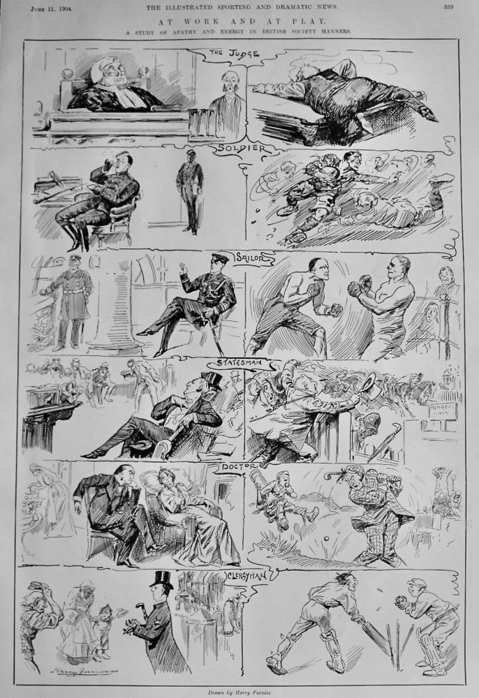 At Work and at Play.  (A Study of Apathy and Energy in British Society Manners). 1904.