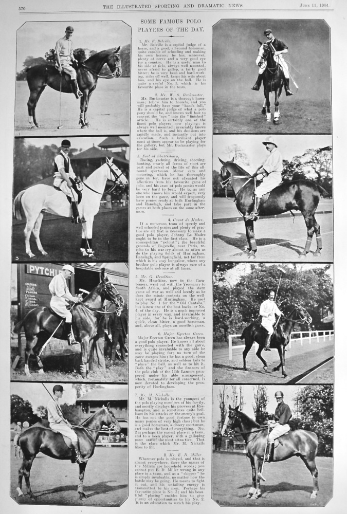 Some Famous Polo Players of the Day.  1904.