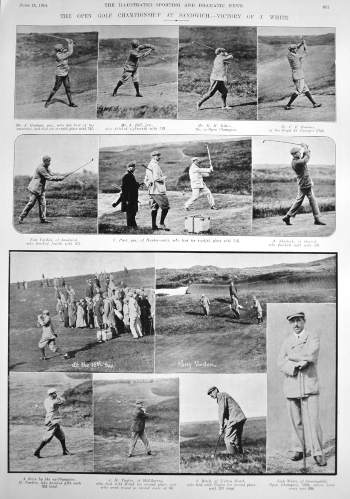 The Open Golf Championship at Sandwich.- Victory of J. White.  1904.