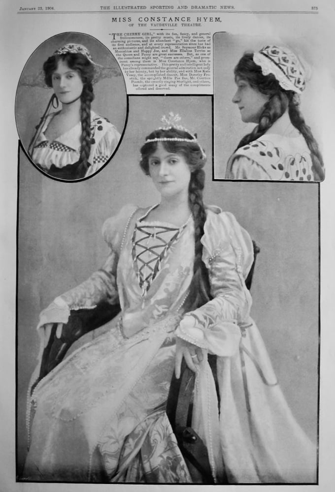 Miss Constance Hyem, of the Vaudeville Theatre.  1904.