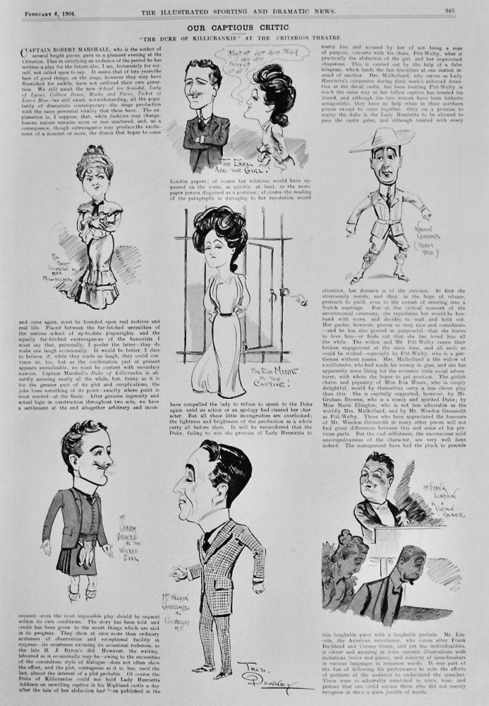 Our Captious Critic.  February 6th, 1904. : "The Duke of Killicrankie" at the Criterion Theatre.  1904.