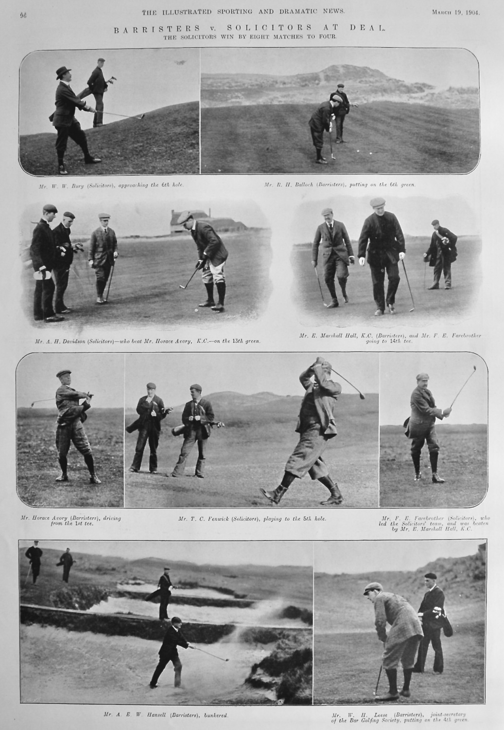 Barristers v. Solicitors at Deal.  1904.  (Golf)