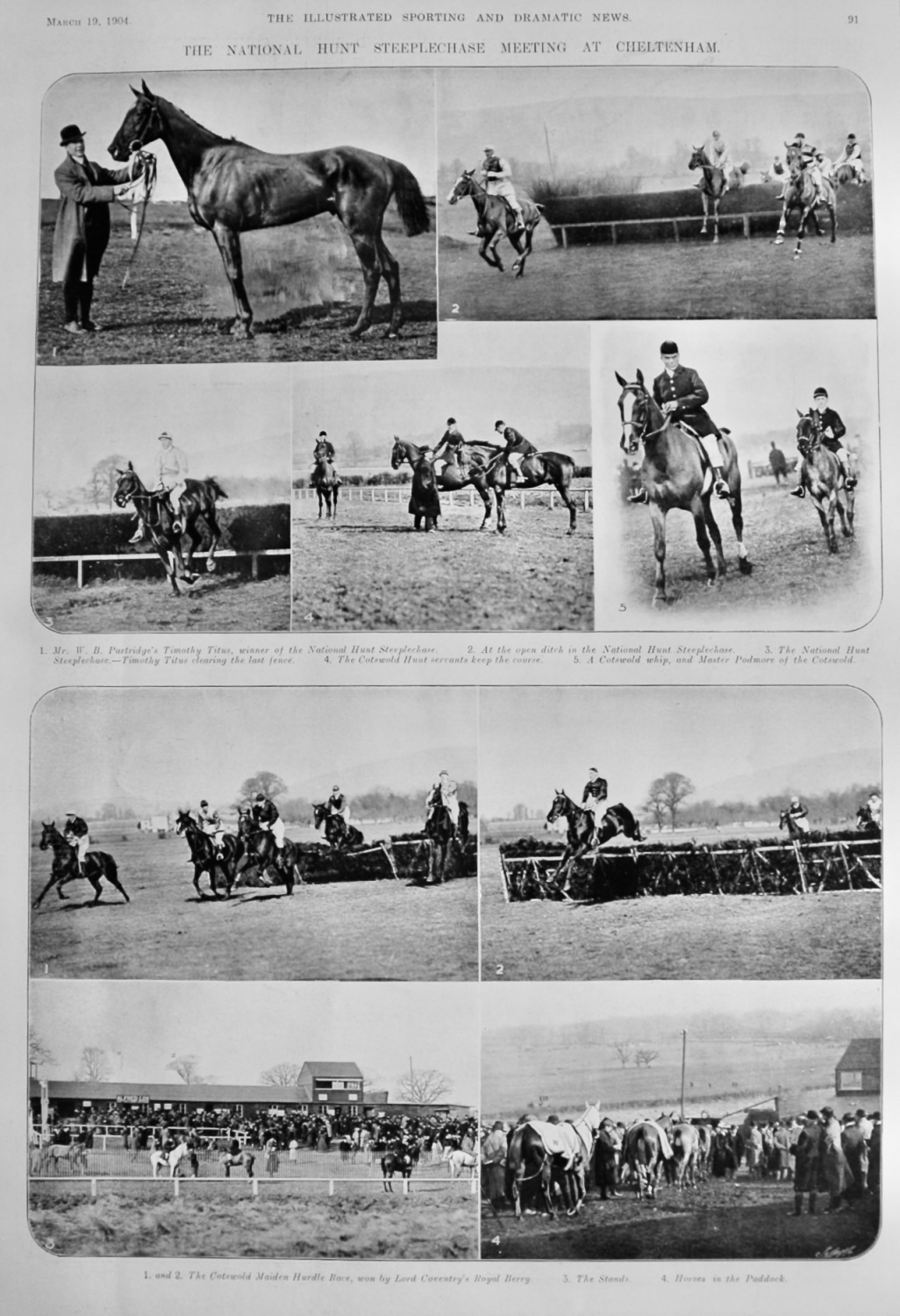 The National Hunt Steeplechase Meeting at Cheltenham.  1904.