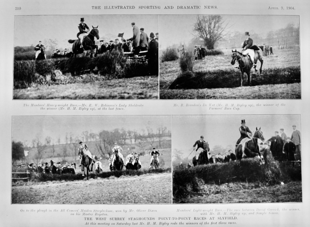 The West Surrey Staghounds Point-to-Point Races at Slyfield.  1904.