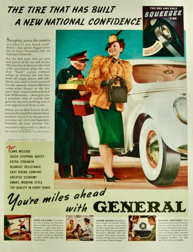 Squeegee General Tires. 1939.