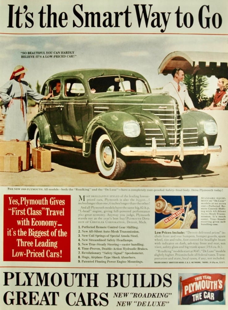 "Plymouth" Cars.  1939.