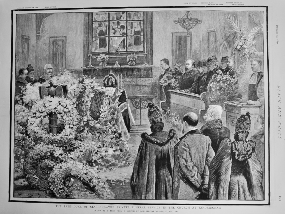 The Late Duke of Clarence.- The Private Funeral Service in the Church at Sandringham. 1892.