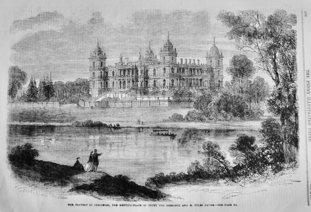 The Chateau of Ferrieres, the Meeting-Place of Count Von Bismarck and M. Jules Favre.  1870.