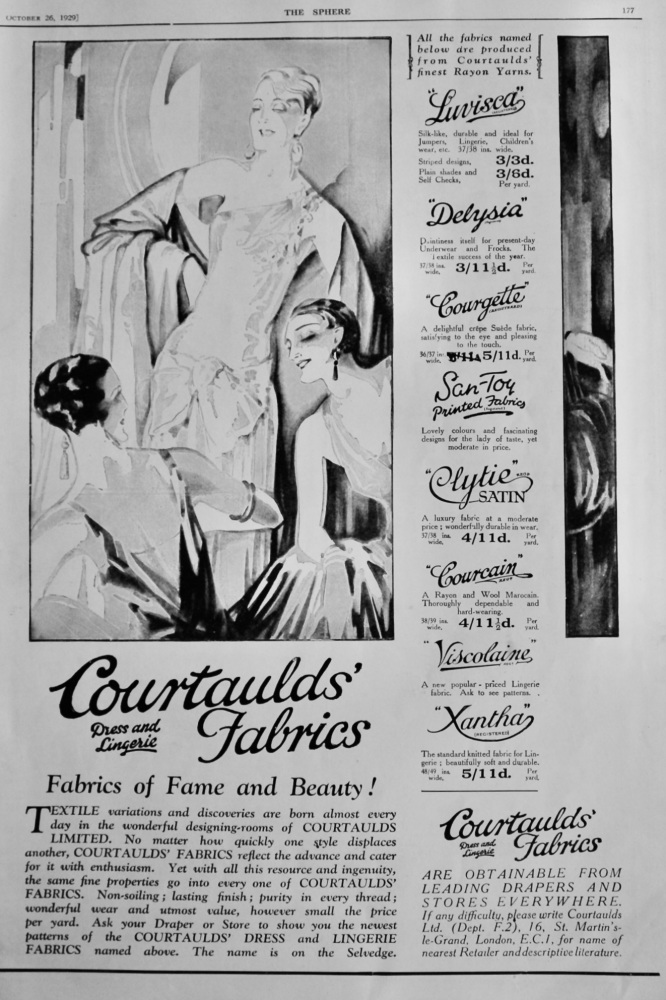 Courtaulds' Fabrics.  1929.