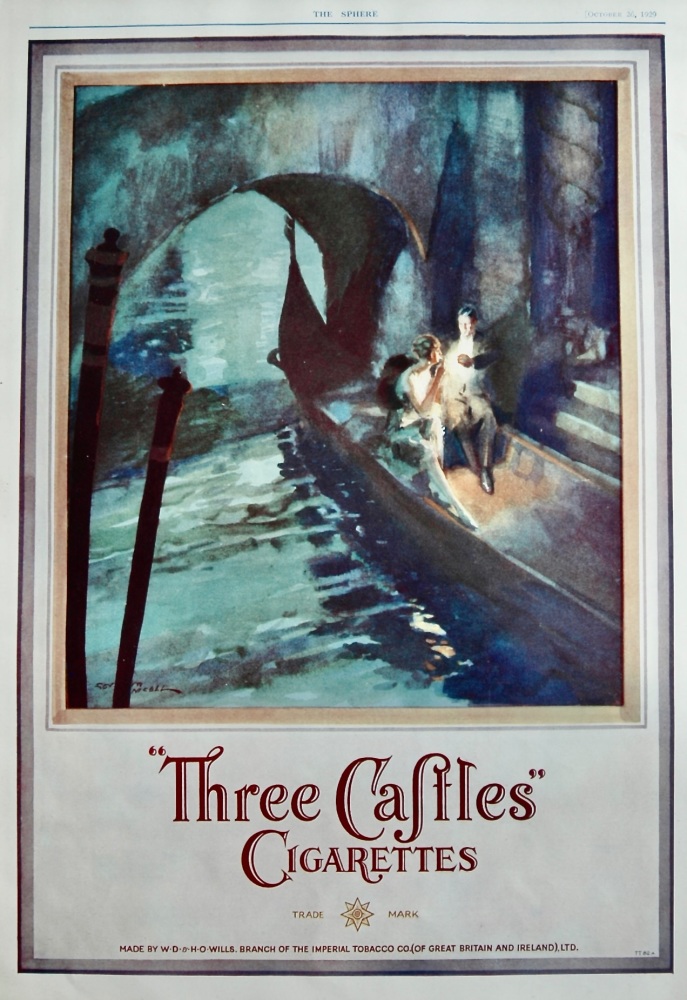 "Three Castles" Cigarettes.  1929.