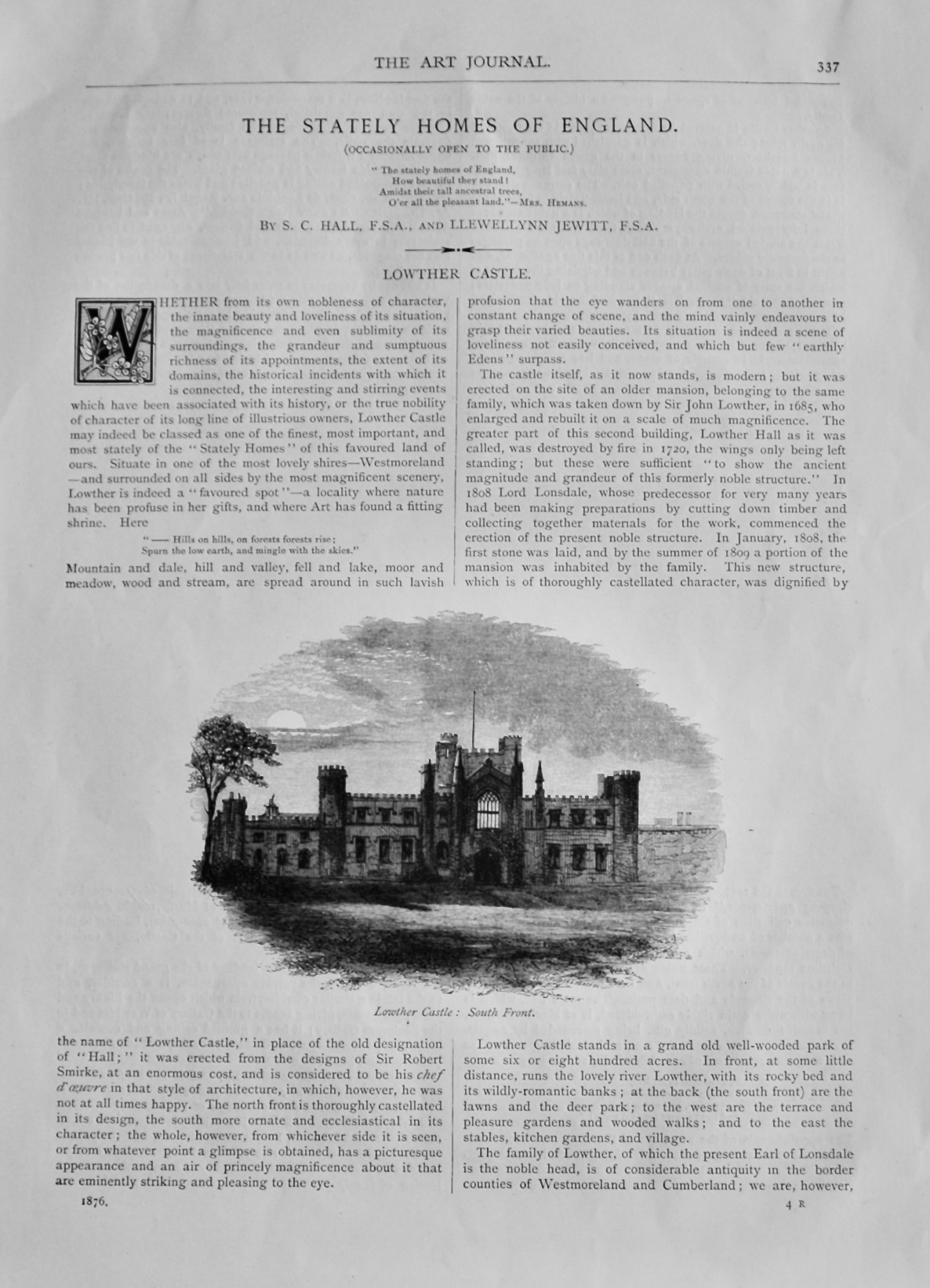 The Stately Homes of England. :  Lowther Castle. 1876.