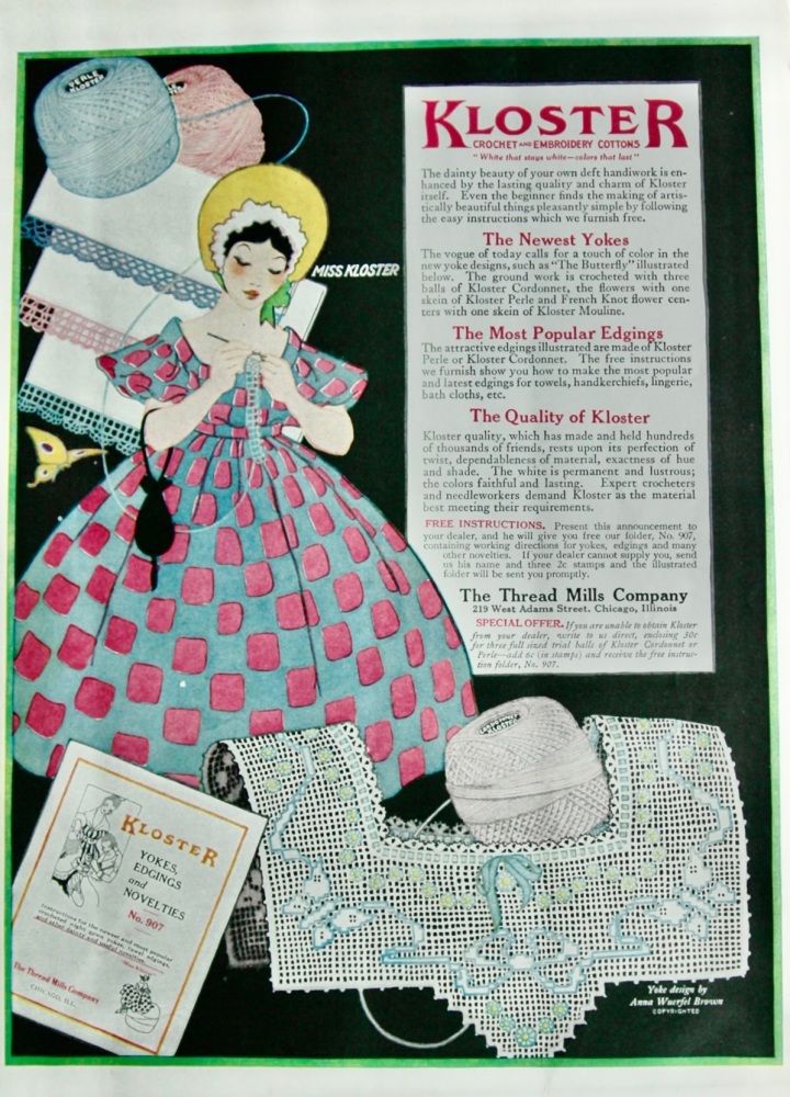 Kloster : Crochet and Embroidery Patterns.  1917.
