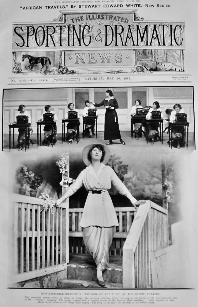 Miss Madeleine Seymour in "The Girl On The Film," at the Gaiety Theatre.  1913.