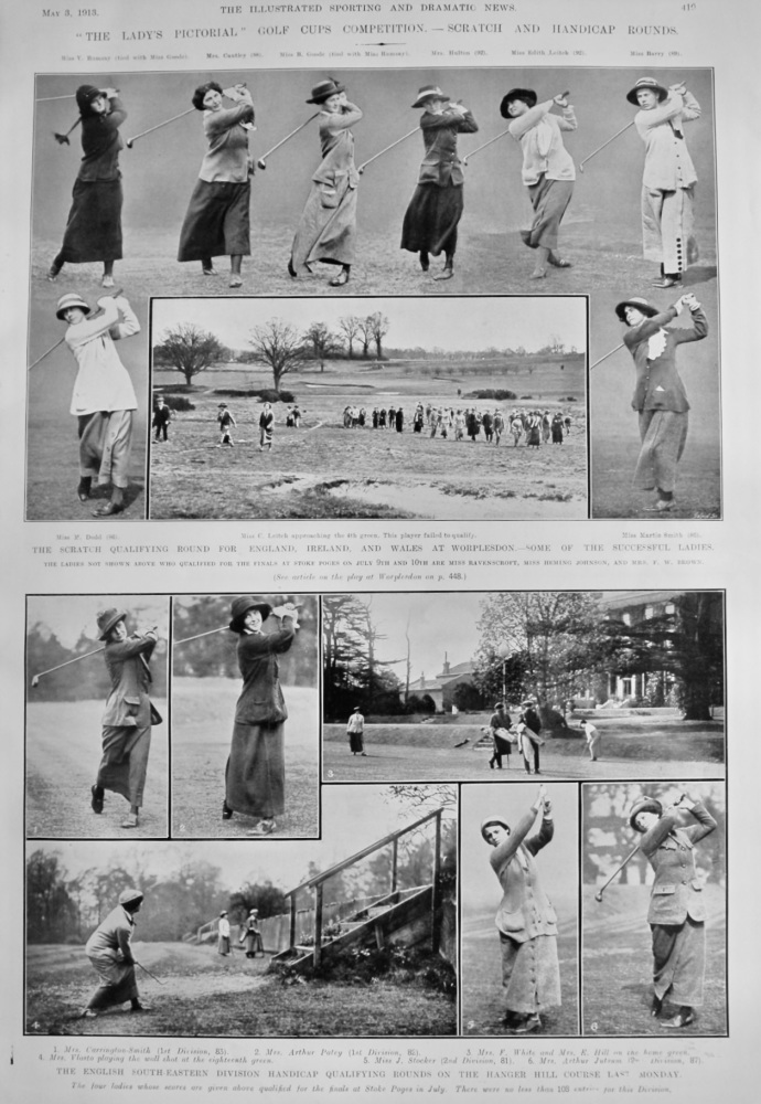 "The Lady's Pictorial" Golf Cups Competition.- Scratch and Handicap Rounds.  1913.