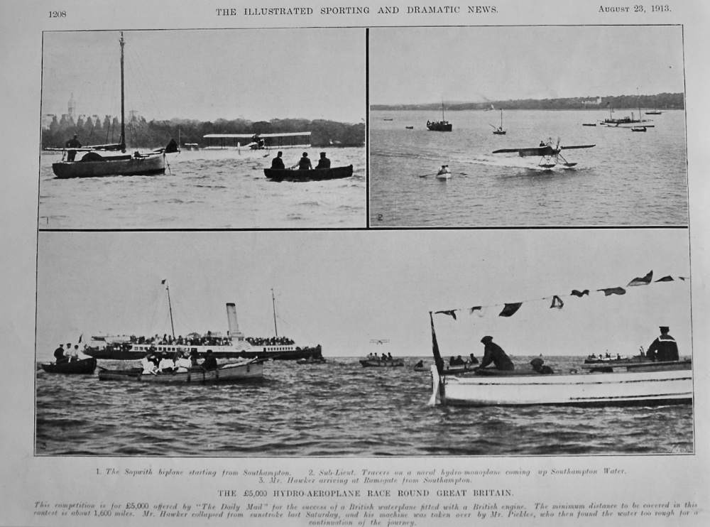 The £5,000 Hydro-Aeroplane Race round Great Britain.  1913.