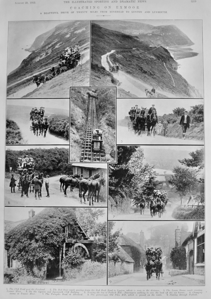 Coaching on Exmoor. : A Beautiful Drive of Twenty Miles from Minehead to Lynton and Lynmouth.  1913.
