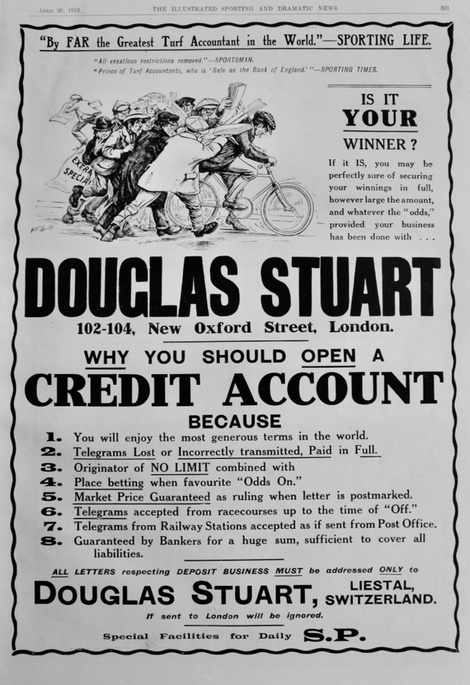 Douglas Stuart. (Turf Accountant).  1913.