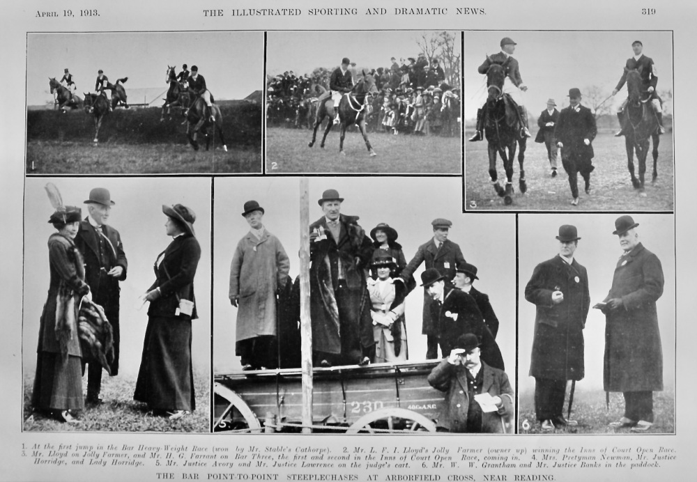 The Bar Point-to-Point Steeplechases at Arborfield Cross, near Reading.  1913.