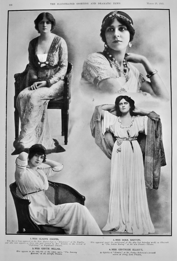 Actresses on the Stage at this time.  March 1913.