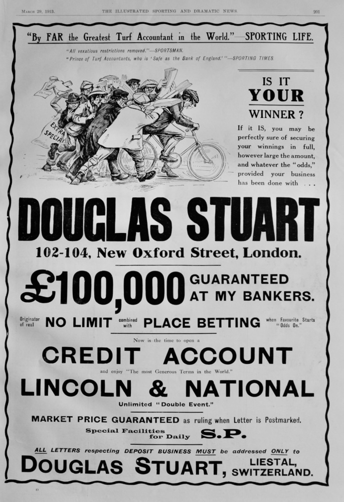 Douglas Stuart.  (Turf Accountant).  1913.
