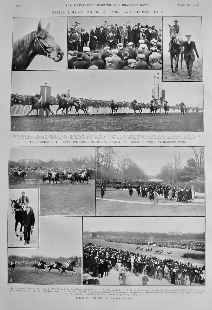 Easter Holiday Racing at Paris and Kempton Park.  1913.