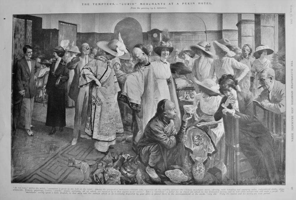 The Tempters.- "Curio" Merchants at a Pekin Hotel.  1913.