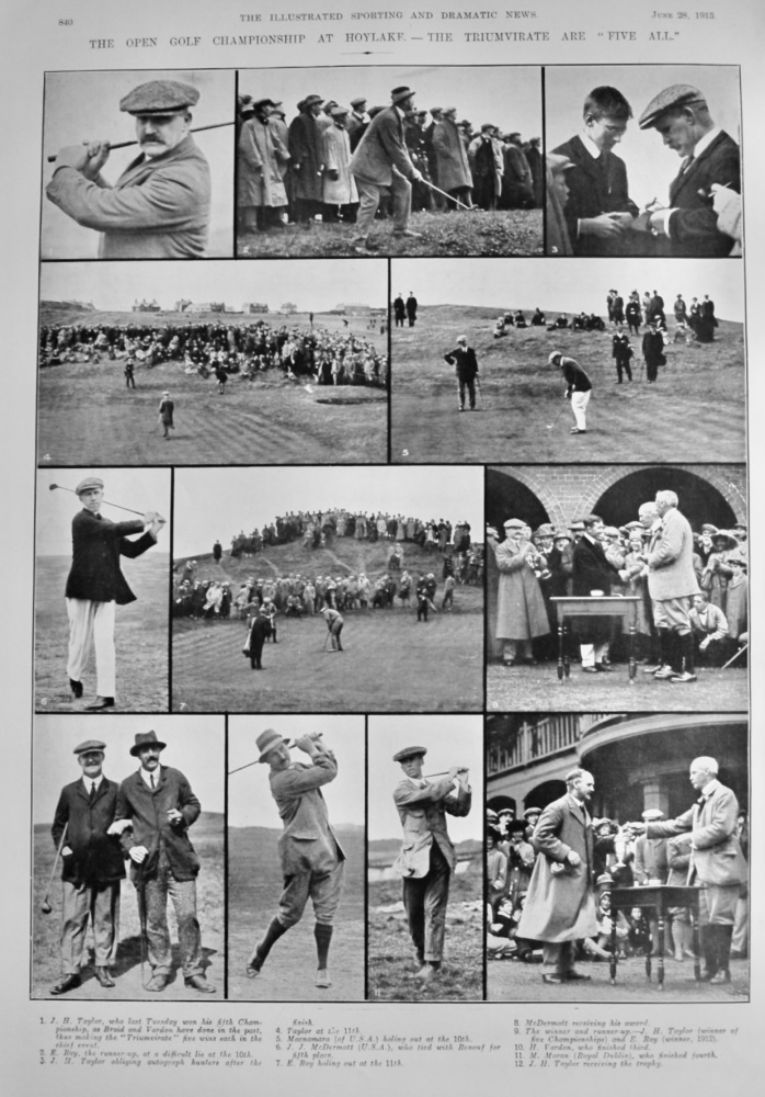 The Open Golf Championship at Hoylake.- The Triumvirate are "Five All."  1913.