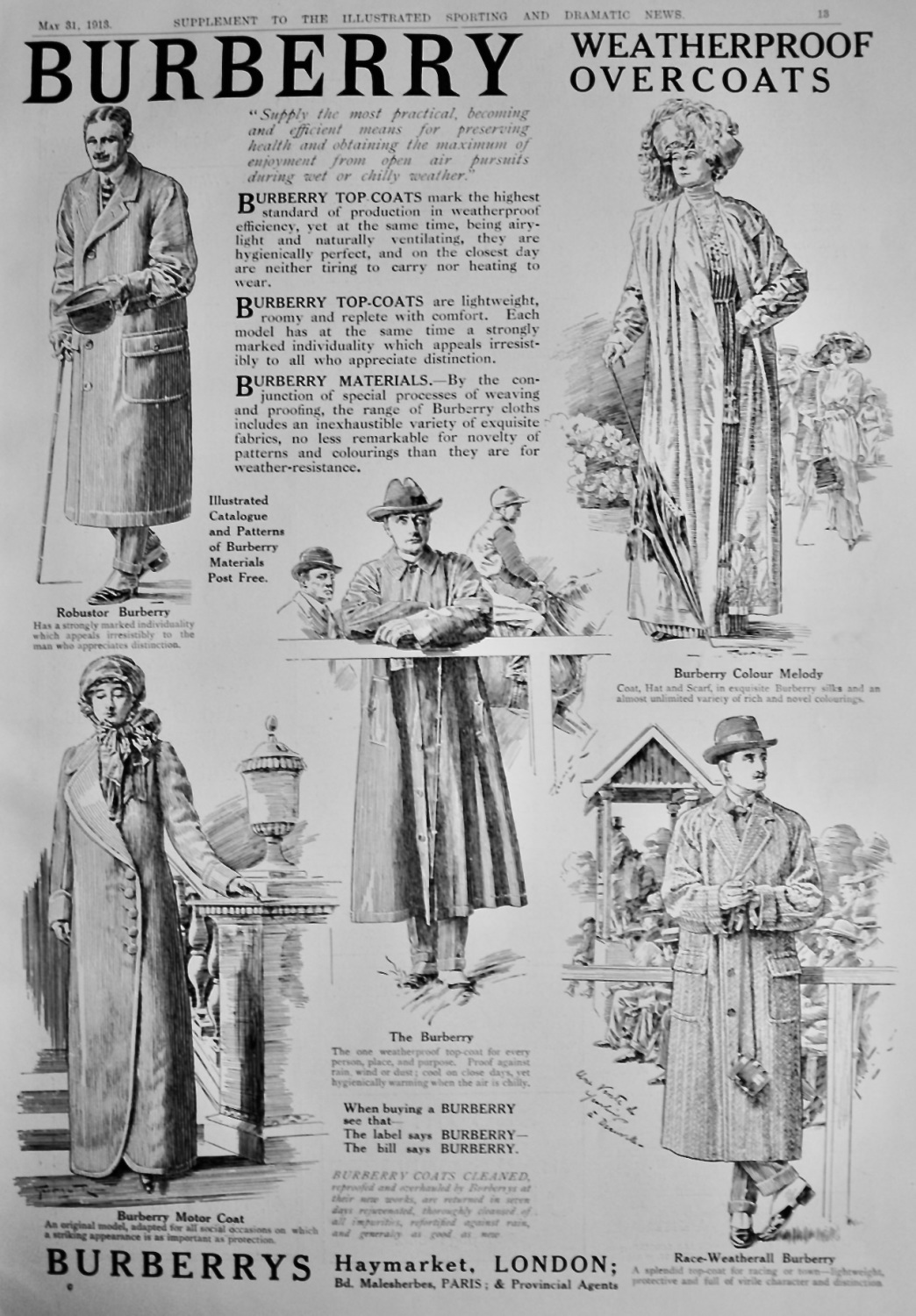 Burberry Weatherproof Overcoats.  1913.