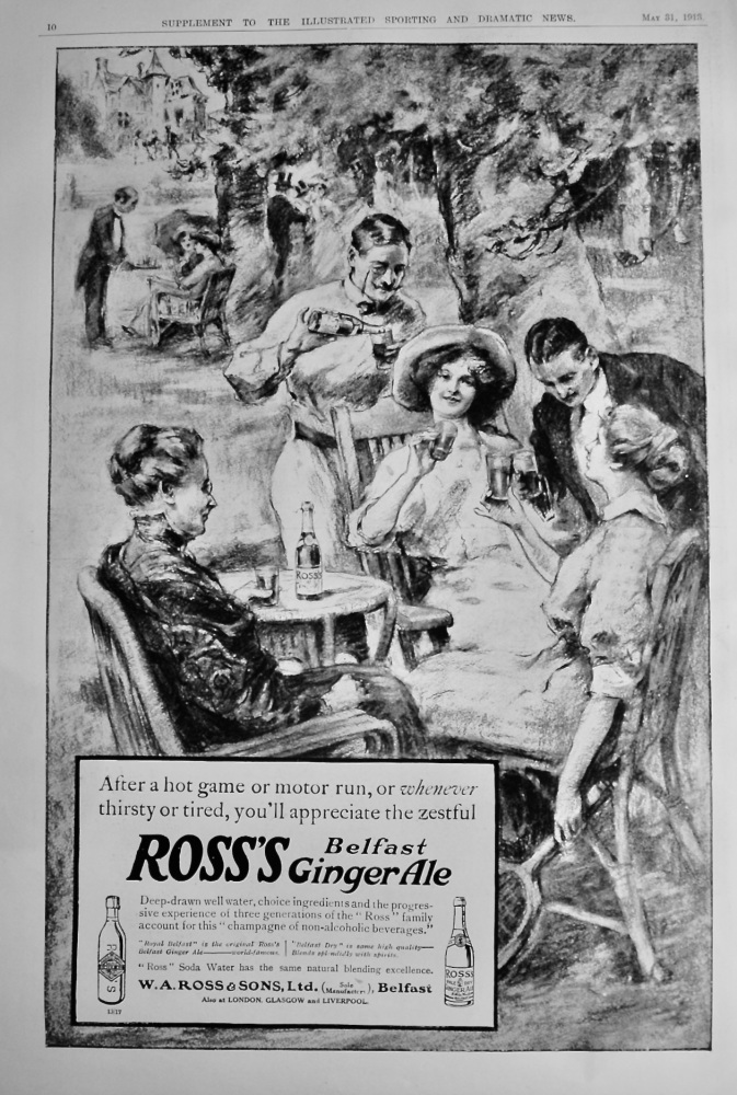 Ross's Belfast Ginger Ale.  1913.
